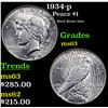 Image 1 : 1934-p Peace Dollar $1 Grades Select Unc