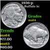 Image 1 : 1936-p Buffalo Nickel 5c Grades Choice Unc