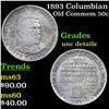 Image 1 : 1893 Columbian Old Commem Half Dollar 50c Grades Unc Details