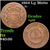 Image 1 : 1864 Lg Motto Two Cent Piece 2c Grades vg+