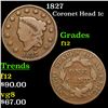 Image 1 : 1827 Coronet Head Large Cent 1c Grades f, fine