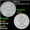 Image 1 : 1891-p Seated Liberty Dime 10c Grades Select AU