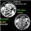 Image 1 : 1943-p Mercury Dime 10c Grades Choice+ Unc