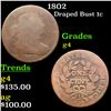 Image 1 : 1802 Draped Bust Large Cent 1c Grades g, good