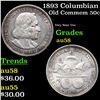 Image 1 : 1893 Columbian Old Commem Half Dollar 50c Grades Choice AU/BU Slider