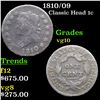 Image 1 : 1810/09 Classic Head Large Cent 1c Grades vg+