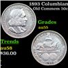 Image 1 : 1893 Columbian Old Commem Half Dollar 50c Grades Choice AU