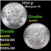 Image 1 : 1921-p Morgan Dollar $1 Grades GEM+ Unc