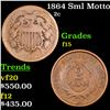 Image 1 : 1864 Sml Motto Two Cent Piece 2c Grades f+