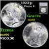 Image 1 : 1923-p Peace Dollar $1 Graded ms66 By SEGS