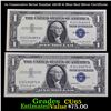 Image 1 : 2x Consecutive Serial Number 1957B $1 Blue Seal Silver Certificate  Grades Gem CU