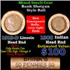 Image 1 : Mixed small cents 1c orig shotgun roll, 1919-d Wheat Cent, 1900 Indian Cent other end, brinks Wrappe