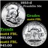 Image 1 : 1953-d Franklin Half Dollar 50c Grades Choice Unc FBL