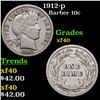 Image 1 : 1912-p Barber Dime 10c Grades xf
