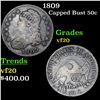 Image 1 : 1809 Capped Bust Half Dollar 50c Grades vf, very fine