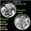 Image 1 : 1943-p Mercury Dime 10c Grades GEM+ Unc