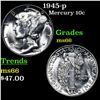 Image 1 : 1945-p Mercury Dime 10c Grades GEM+ Unc