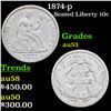 Image 1 : 1874-p Seated Liberty Dime 10c Grades Select AU