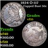 Image 1 : 1824 Capped Bust Half Dollar O-117 50c Grades vf++