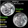 Image 1 : 1943-p Mercury Dime 10c Grades GEM+ Unc