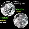 Image 1 : 1937-p Mercury Dime 10c Grades GEM+ Unc