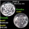 Image 1 : 1943-p Mercury Dime 10c Grades GEM++ Unc