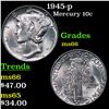 Image 1 : 1945-p Mercury Dime 10c Grades GEM+ Unc