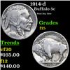 Image 1 : 1914-d Buffalo Nickel 5c Grades f+