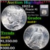 Image 1 : ***Auction Highlight*** 1922-s Peace Dollar $1 Graded ms64+ By SEGS (fc)