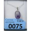 Image 1 : Polished Amethyst Gemstone Pendant w/ Chain