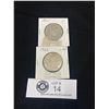 Image 1 : Lot of 2 Canadian Silver 50 Cent Pieces 1960 and 1962