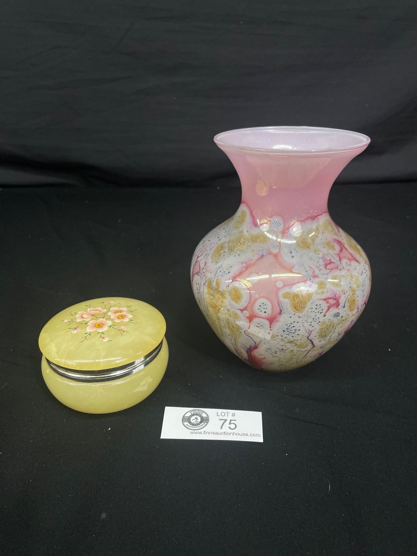 Simron Vase Simron Hand Painted Art Glass Vase, Made in Isreal and