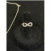 Image 2 : 925 Sterling Silver Necklace and 925 Ring with White Stones 1 Missing Stone