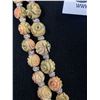 Image 2 : Long Vintage Hand Carved & Painted Bone Beads Necklace. Hand Knotted and 35" In Length