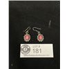 Image 1 : Pair of Sterling Silver and Pink Cat's Eye Earrings