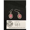 Image 2 : Pair of Sterling Silver and Pink Cat's Eye Earrings