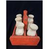 Image 3 : Original Vintage Lot of 5 Empty Large Match Boxes and 6 Antique Wooden Milk Bottles and Carrier