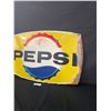 Image 2 : 1960 Embossed Pepsi Tin Sign. Original 30"w x 19.5" H