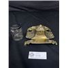 Image 2 : Vintage Brass Ink Well Stand with Skrip Ink Bottle