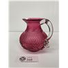 Image 2 : Nice 4.5" H Cranberry Glass Jug with Clear Handle