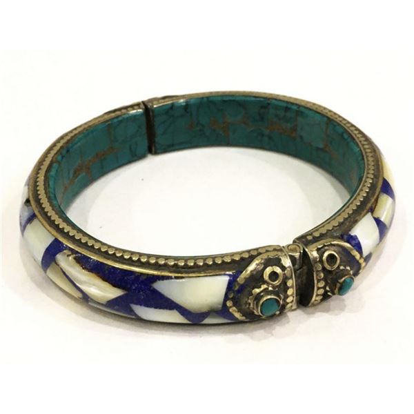 Natural Tibet Lapiz Lazuli Turquoise Sea Shell Bangle