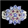 Image 1 : Natural Unheated Tanzanite Rhodolite Garnet Ring
