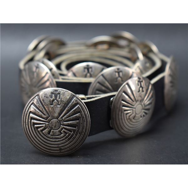 HOPI INDIAN STERLING SILVER CONCHO BELT