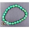 Image 1 : #78-NATURAL GREEN AGATE BEAD BRACELET 8MM/7.7