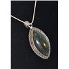 Image 1 : 14)  DIAMOND SHAPED NATURAL NEPHRITE PENDANT ON