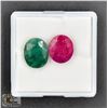 Image 1 : #253-RED BERYLE & EMERALD GEMSTONE 19.55CT