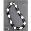 #147- FRESH WATER PEARL& BLACK AGATE BRACELET