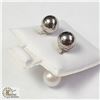 Image 1 : BZ990-74 SILVER FRESH WATER PEARL 2IN1 EARRINGS