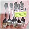 7 VINTAGE CHILD'S SPOONS AND FORKS