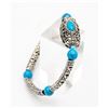 Image 1 : SYNTHETIC TURQUOISE AND SILVER TONE BRACELET